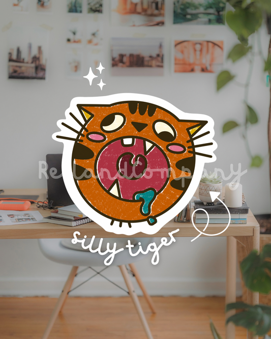 Silly Tiger Sticker (2")